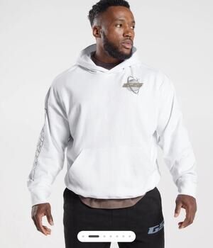 Gymshark Intergalactic Lifting Hoodie White Graphic Print Men’s Size Large